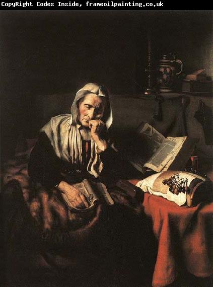 Nicolaes maes Old Woman Dozing